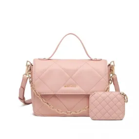 Miss Lulu Diamond Quilted Leather Chain Shoulder Bag - Pink | Stylish & Versatile