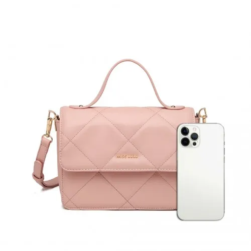 Miss Lulu Diamond Quilted Leather Chain Shoulder Bag - Pink | Stylish & Versatile