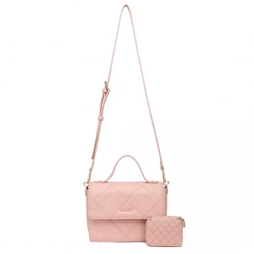 Miss Lulu Diamond Quilted Leather Chain Shoulder Bag - Pink | Stylish & Versatile