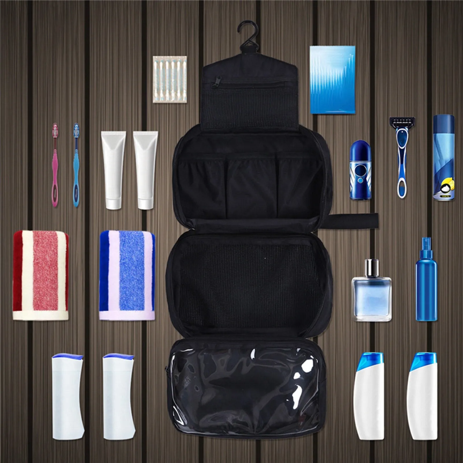 Multi Compartment Hanging Cosmetic Travel Bag