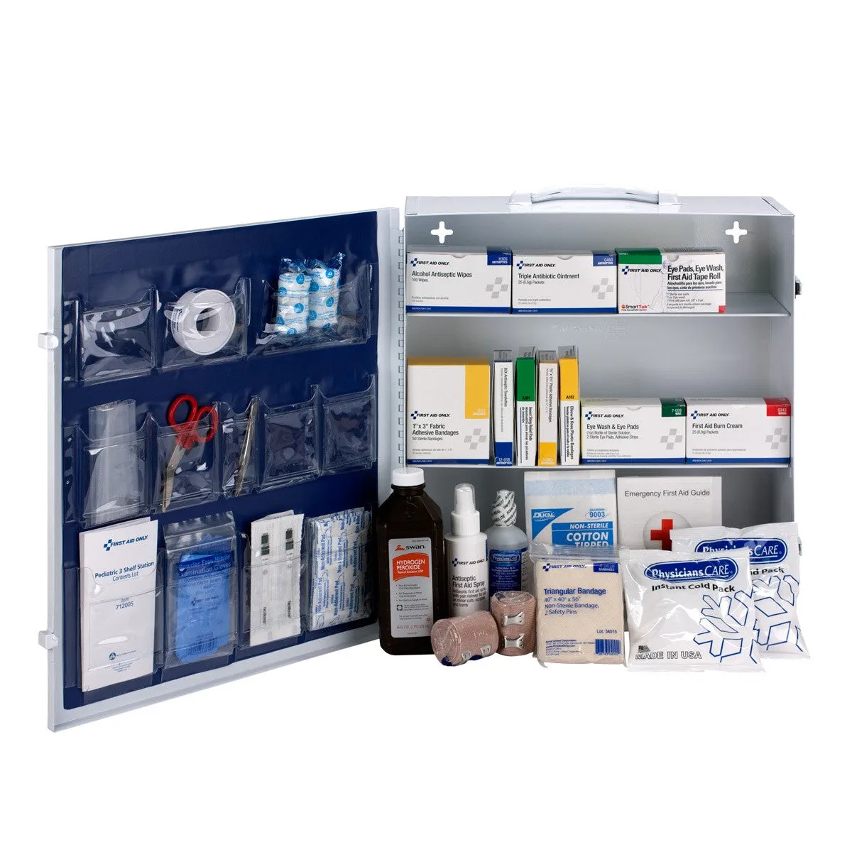 Pediatric 3 Shelf First Aid Metal Station - W-712005