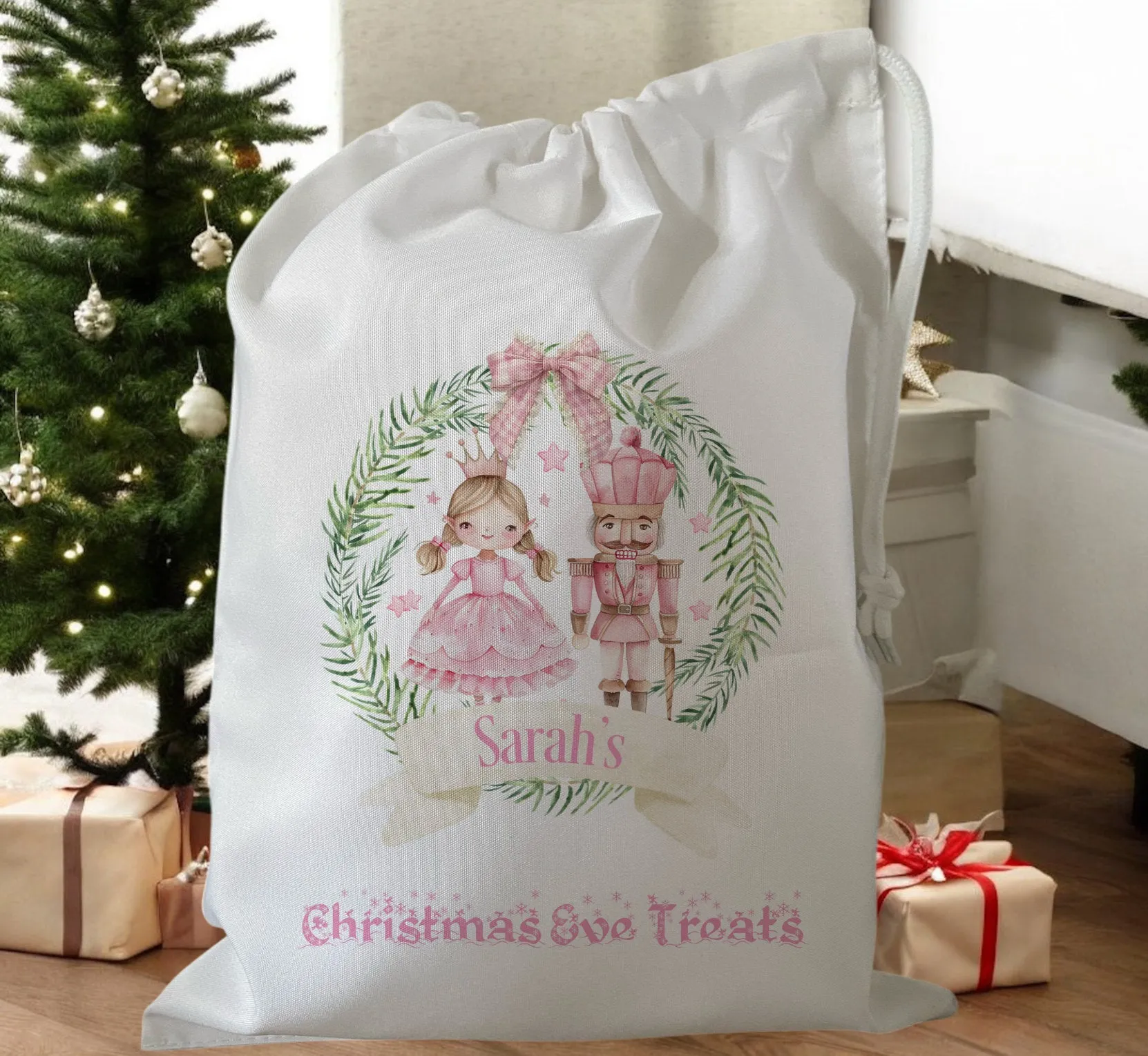 Peronalised Christmas Eve Treat Bag - Pink Fairy Nutcracker