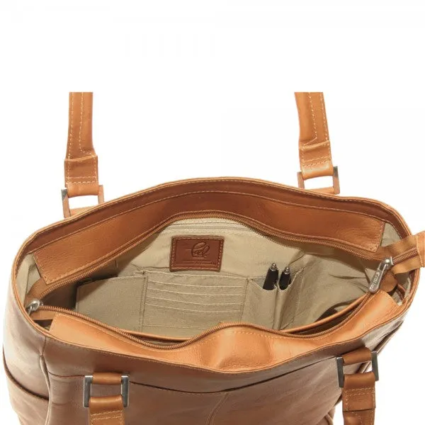 Piel Leather Vertical Laptop Tote Bag