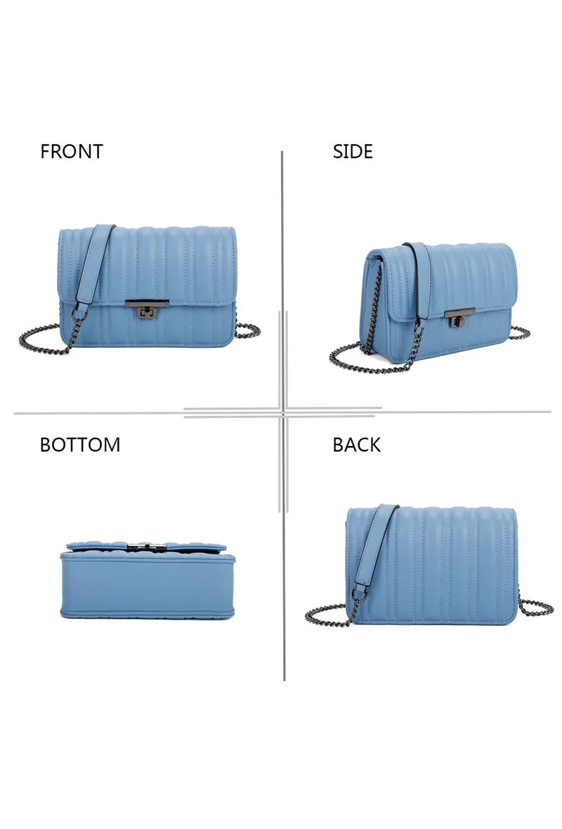 Piper Clutch & Chain Handbag in Blue