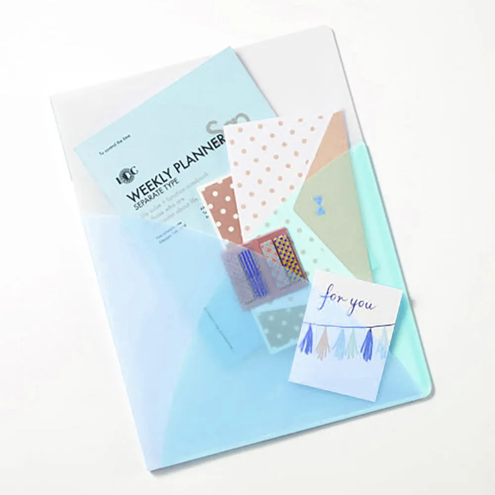 PLUS CLEAR FILE PASTY transparent file folder A4 40 bags, soda blue, lemon yellow, storage, office study, Japanese supplies