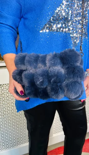 Pom pom plushie bag - Navy