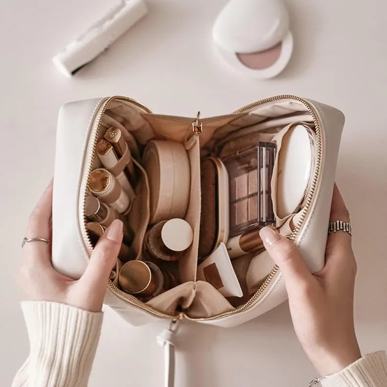 Portable Leather Makeup Organizer