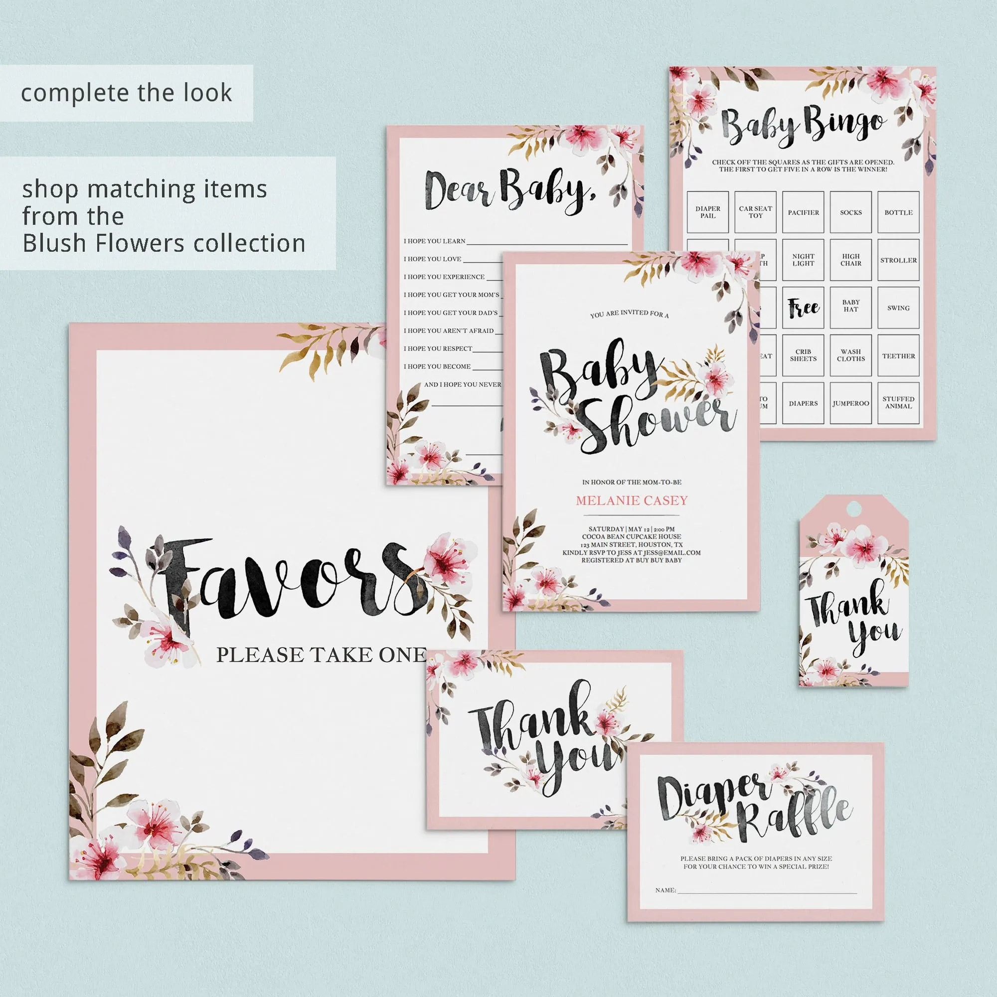 Printable Baby Purse Game for Floral Baby Shower