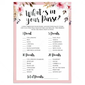 Printable Baby Purse Game for Floral Baby Shower