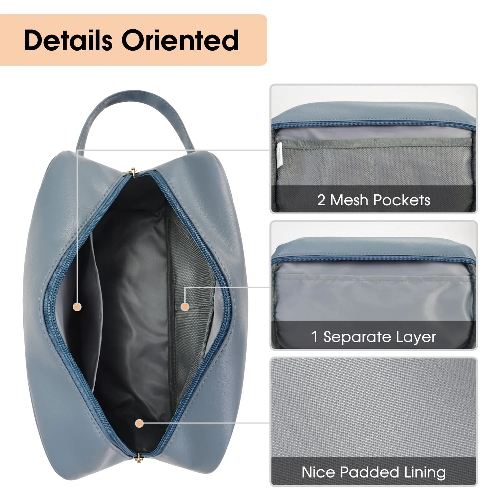 PU Leather Travel Toiletry Bag Dopp Kit