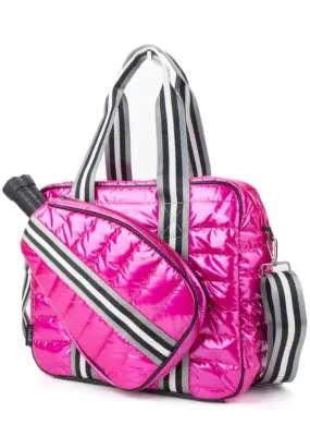 Puffer Pickleball Tote Pink with black Stripe