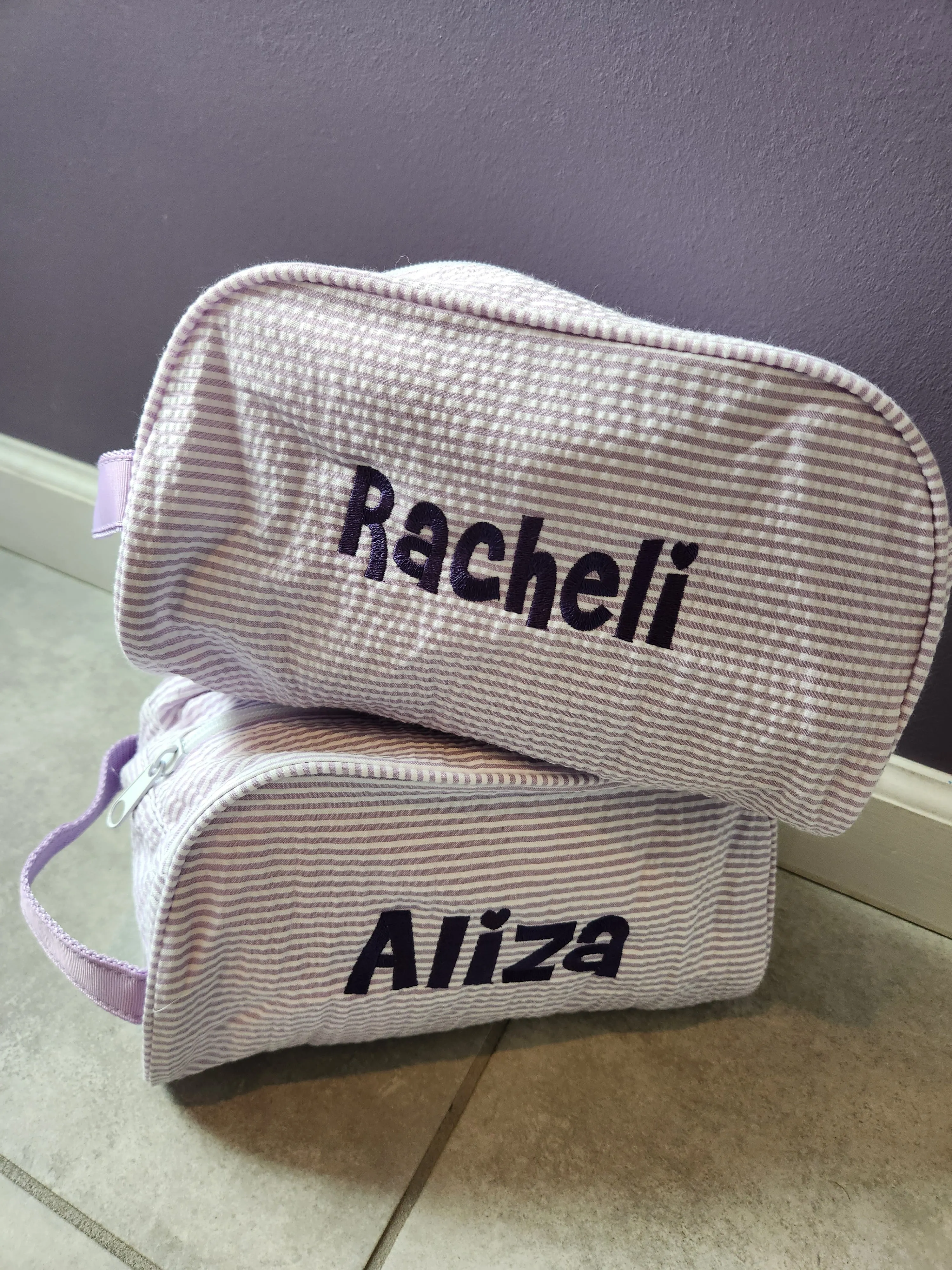 Purple Seersucker Toiletry Bag