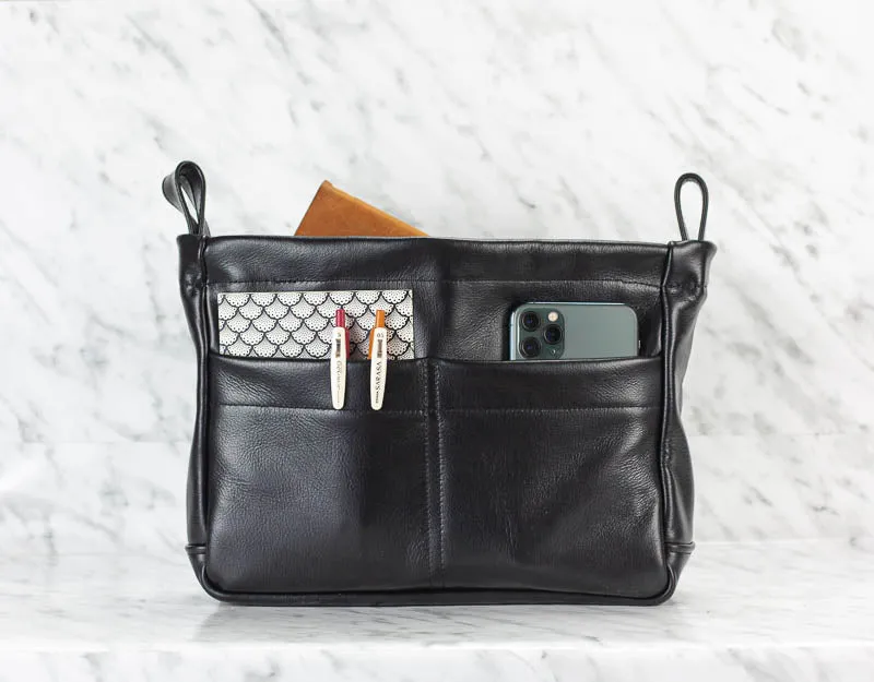 Purse Insert - Black leather