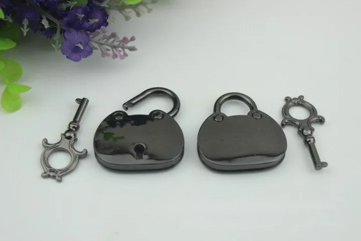 Purse Padlock 35 x 38 mm Charm Organizer Luggage Hardware Antique Gold Lock And Key Closure Small Bag Clutch Metal Accessories Wholesale