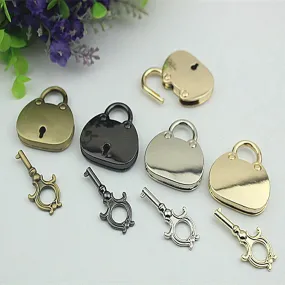 Purse Padlock 35 x 38 mm Charm Organizer Luggage Hardware Antique Gold Lock And Key Closure Small Bag Clutch Metal Accessories Wholesale