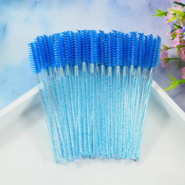 QSTY 50Pcs Eyelash Brushes Makeup Brushes Disposable Mascara Wands Applicator Spoolers Eye Lashes Cosmetic Brush Makeup Tools