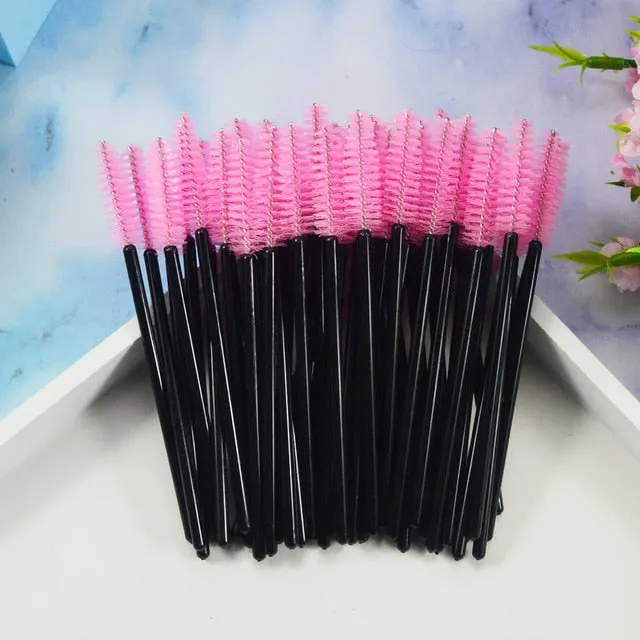 QSTY 50Pcs Eyelash Brushes Makeup Brushes Disposable Mascara Wands Applicator Spoolers Eye Lashes Cosmetic Brush Makeup Tools