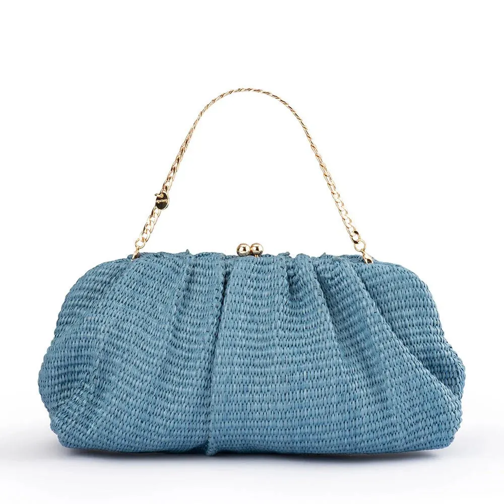 Queenie Woven Clutch in Blue