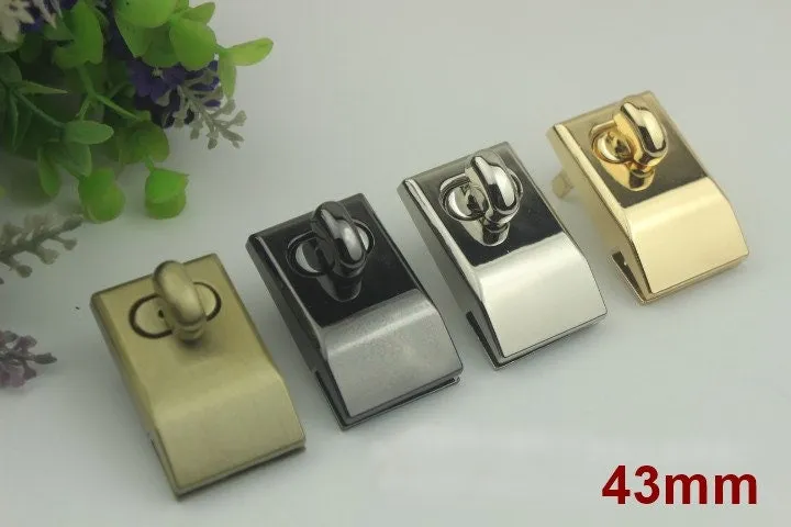 Rectangle Twist Turn Lock 32 43mm Purse Charm Organizer Luggage Hardware Gold Lock And Key Closure Small Bag Clutch Metal Accessories