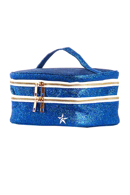 Royal Blue Rebel Glam & Go Travel Case with White Zipper