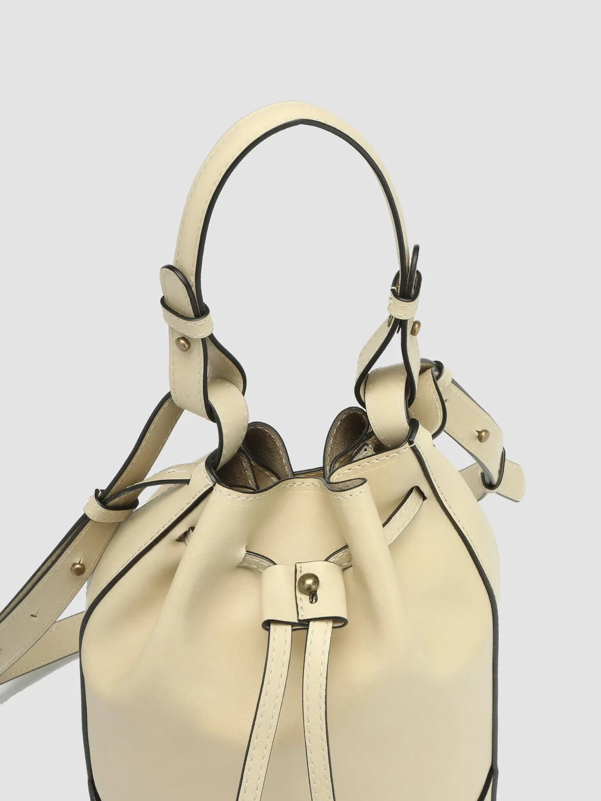 SADDLE 08 - Ivory Leather Bucket Bag