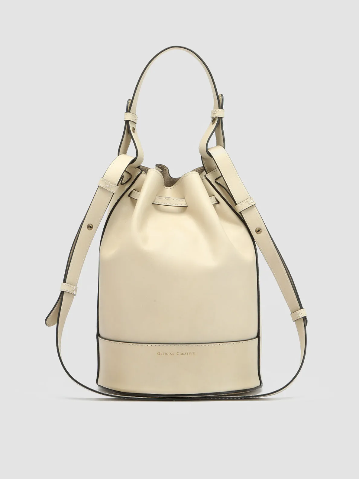 SADDLE 08 - Ivory Leather Bucket Bag