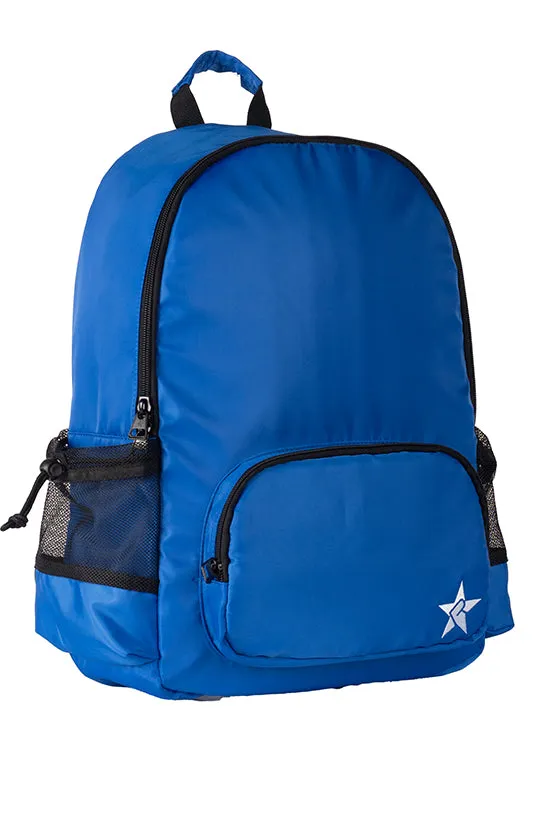 Satin in Royal Blue Rebel Raven Backpack with Black Zipper