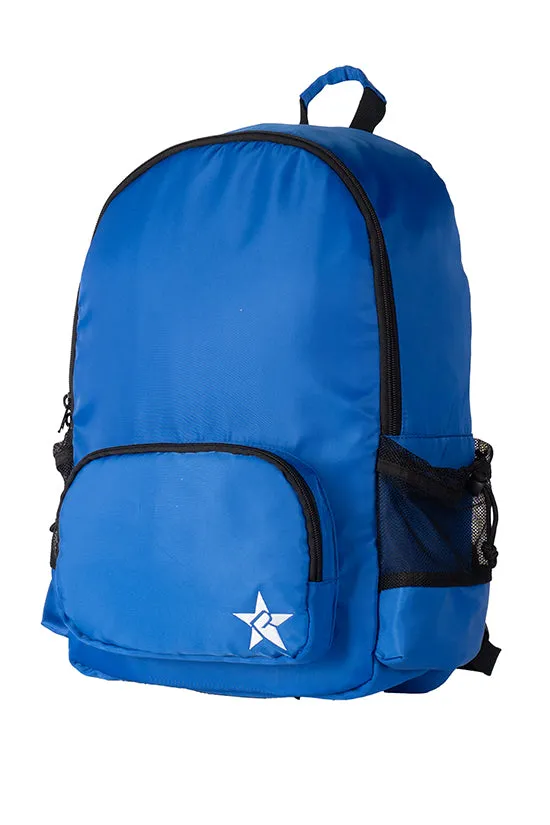 Satin in Royal Blue Rebel Raven Backpack with Black Zipper