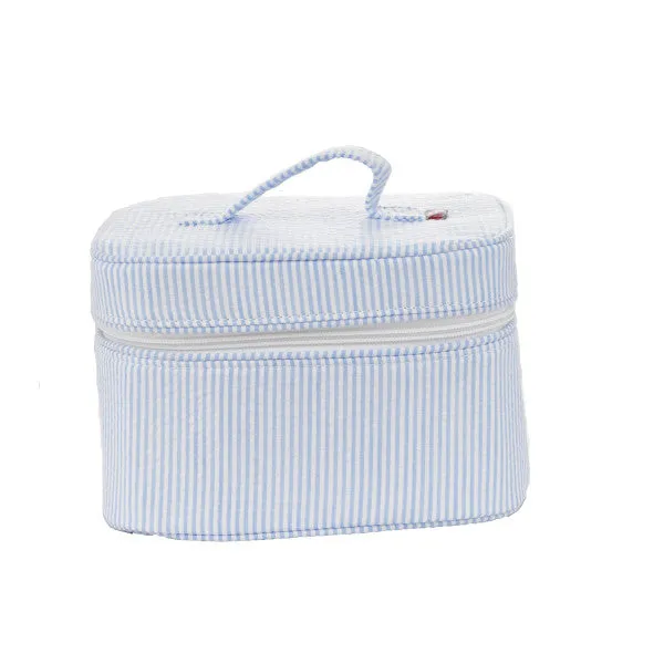 Seersucker Train Case Makeup Bag