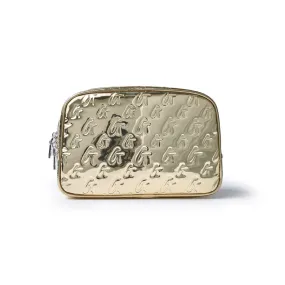 SMALL METALLIC MONOGRAM TOILETRY BAG - METALLIC GOLD