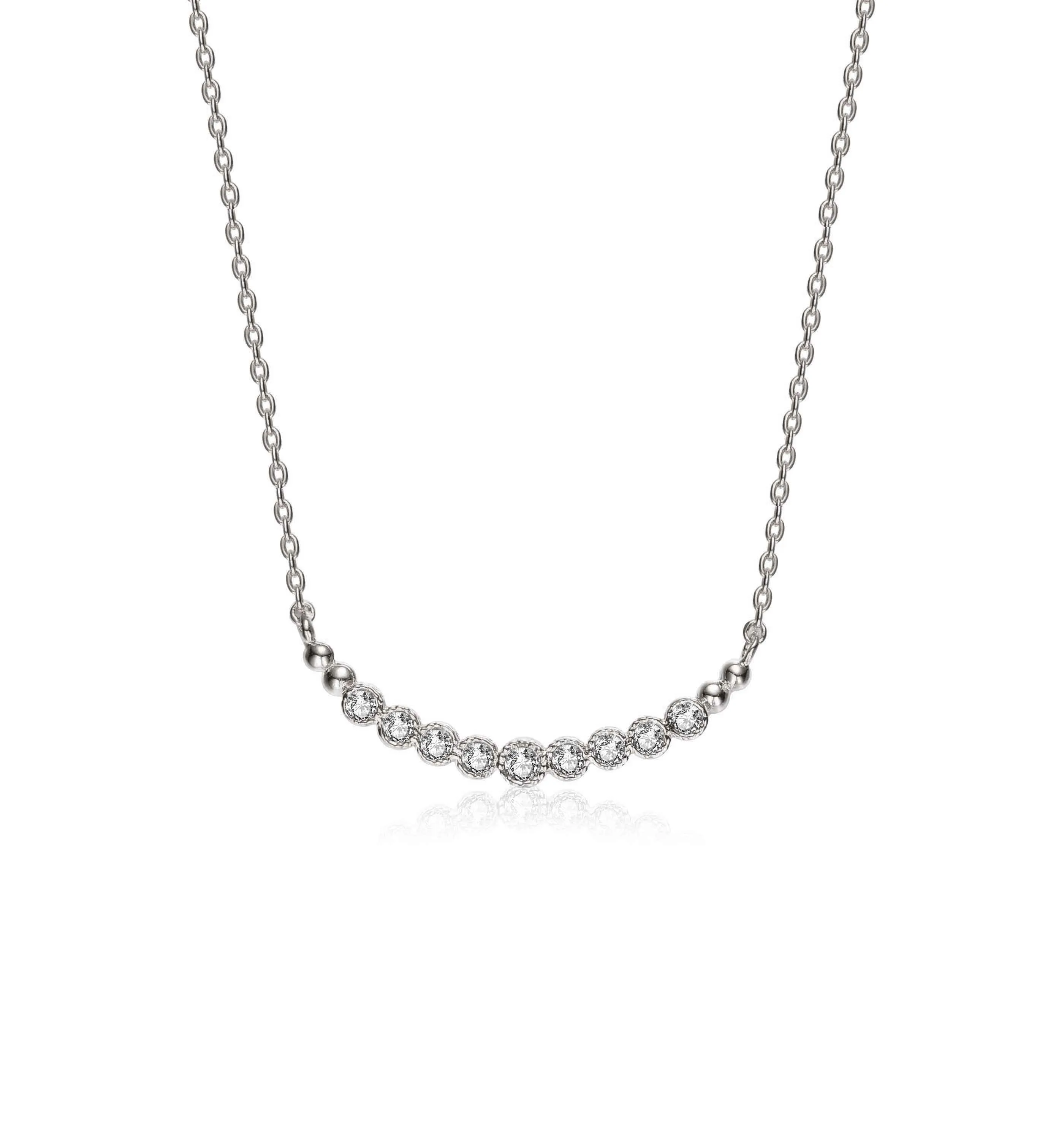 Sterling Silver Cubic Zirconia Bezel Necklace