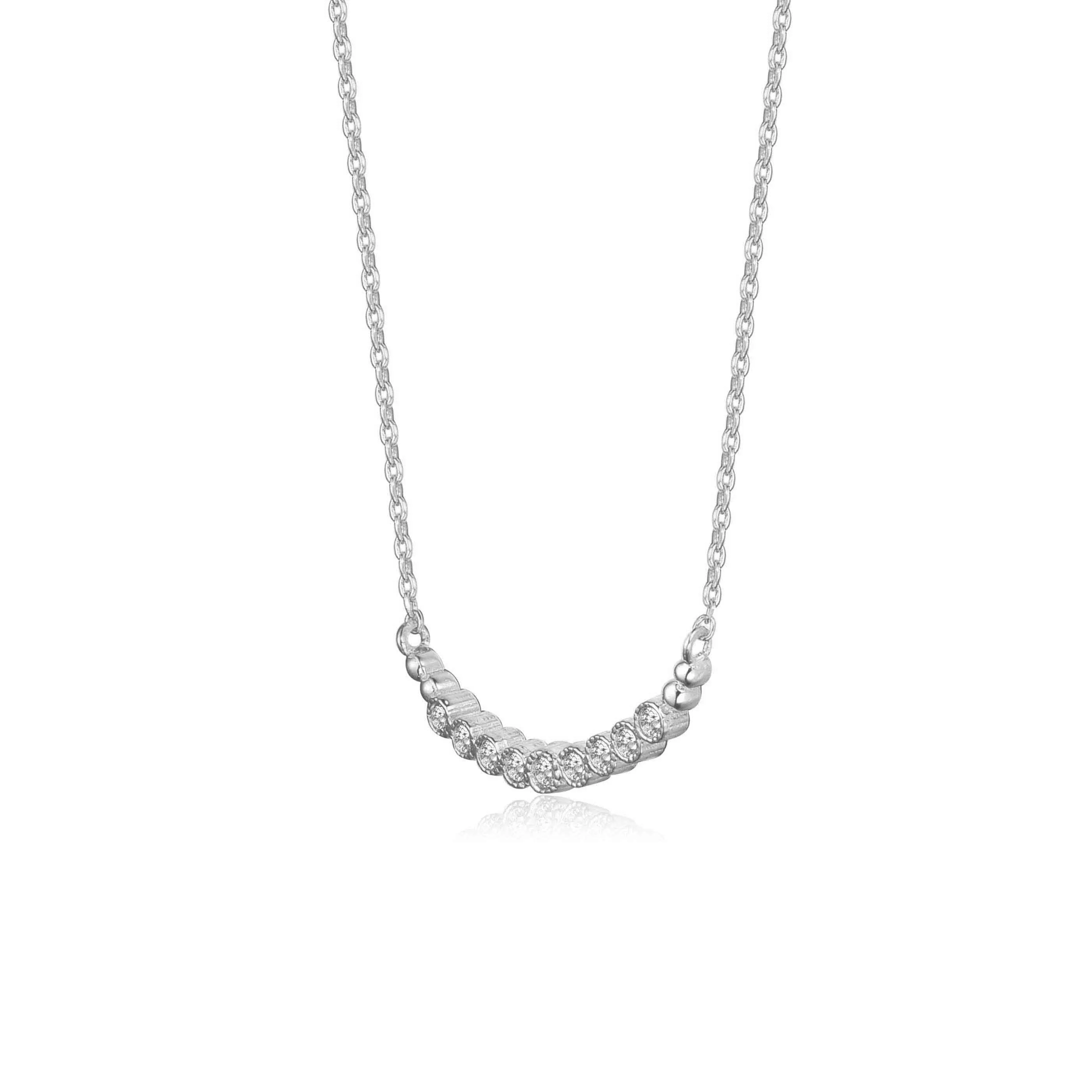 Sterling Silver Cubic Zirconia Bezel Necklace