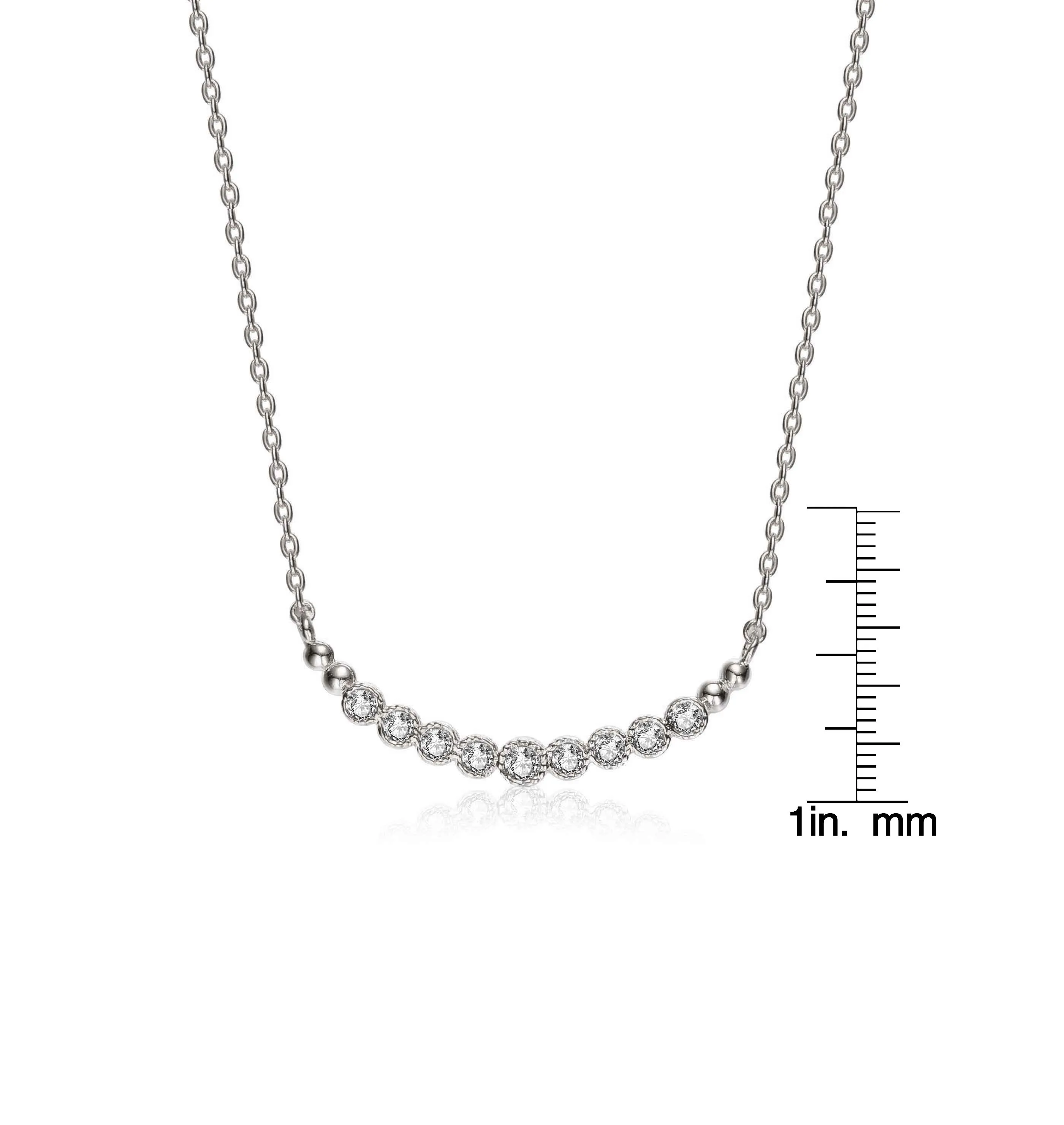 Sterling Silver Cubic Zirconia Bezel Necklace