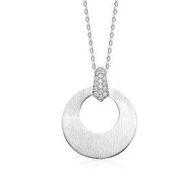 Sterling Silver White Cubic Zirconia Stones Oval Pendant