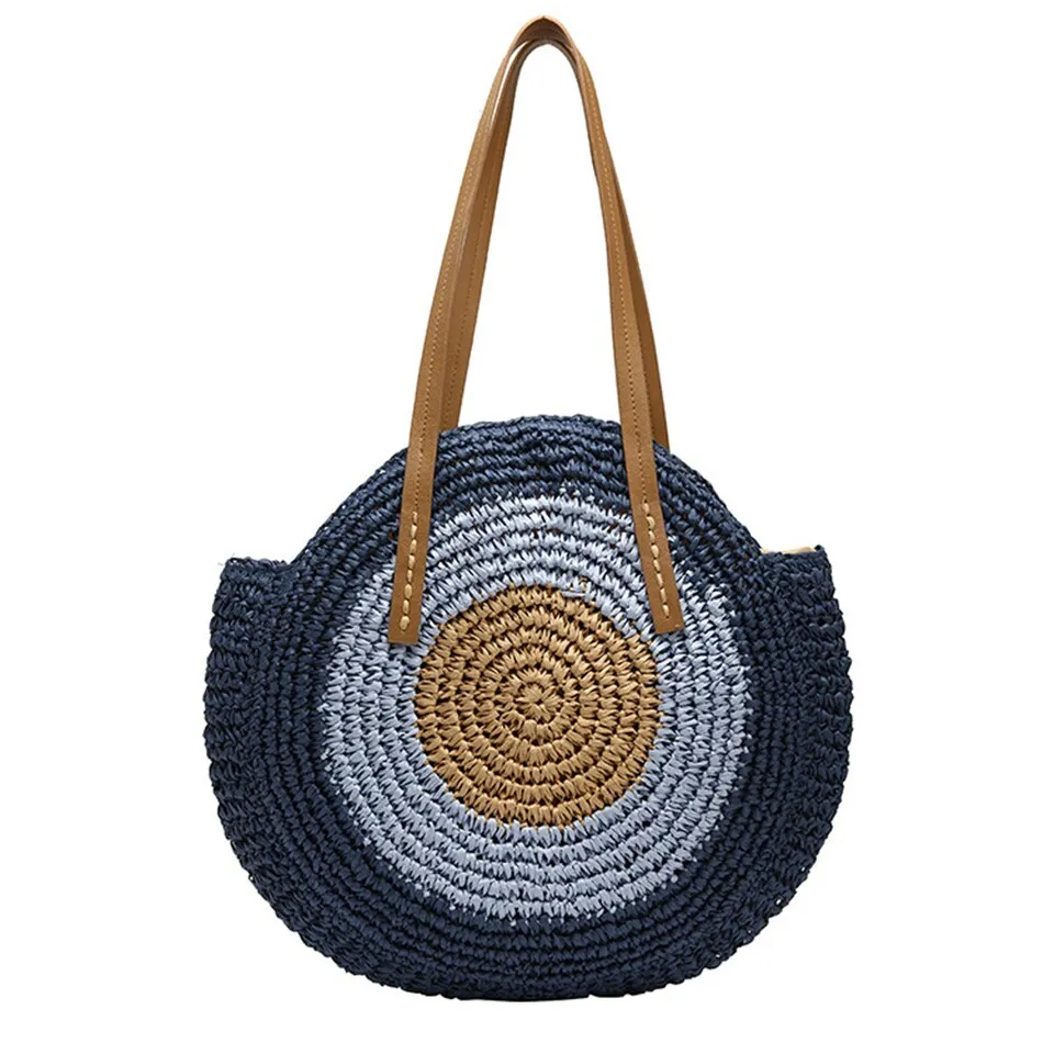 Summer Straw Handbag Wooden Handle Large Capacity Paper Rope Woven Straw Bag 2023 New Fashion Summer Vacation Travel Beach Bag