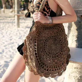 Summer Straw Handbag Wooden Handle Large Capacity Paper Rope Woven Straw Bag 2023 New Fashion Summer Vacation Travel Beach Bag