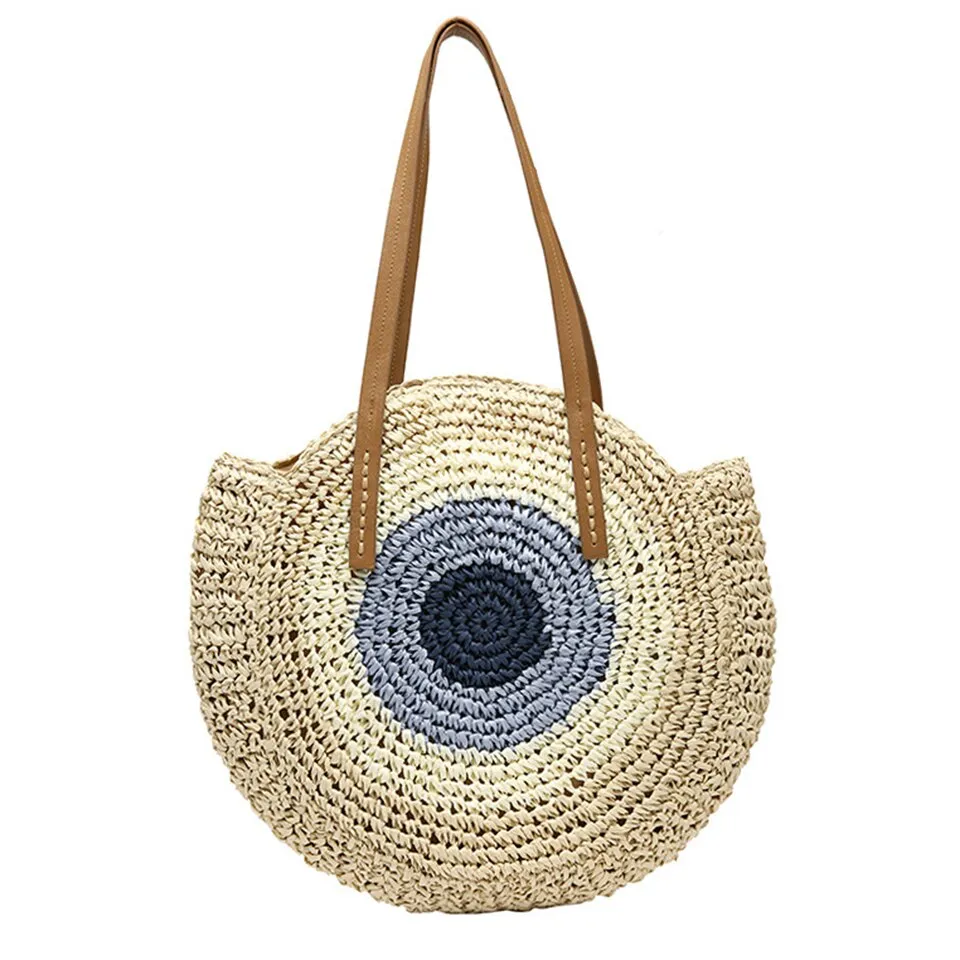 Summer Straw Handbag Wooden Handle Large Capacity Paper Rope Woven Straw Bag 2023 New Fashion Summer Vacation Travel Beach Bag