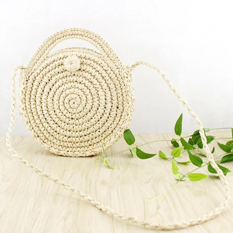 Summer Straw Handbag Wooden Handle Large Capacity Paper Rope Woven Straw Bag 2023 New Fashion Summer Vacation Travel Beach Bag