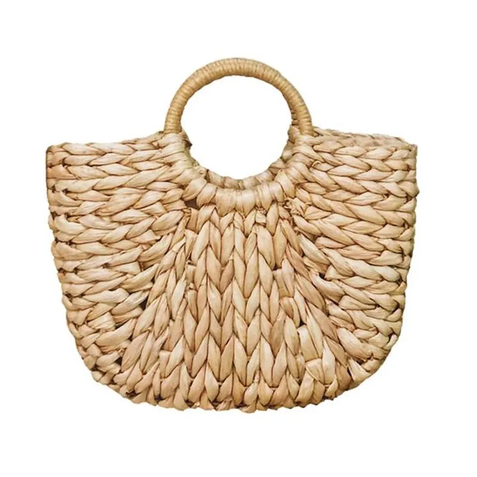 Summer Straw Handbag Wooden Handle Large Capacity Paper Rope Woven Straw Bag 2023 New Fashion Summer Vacation Travel Beach Bag