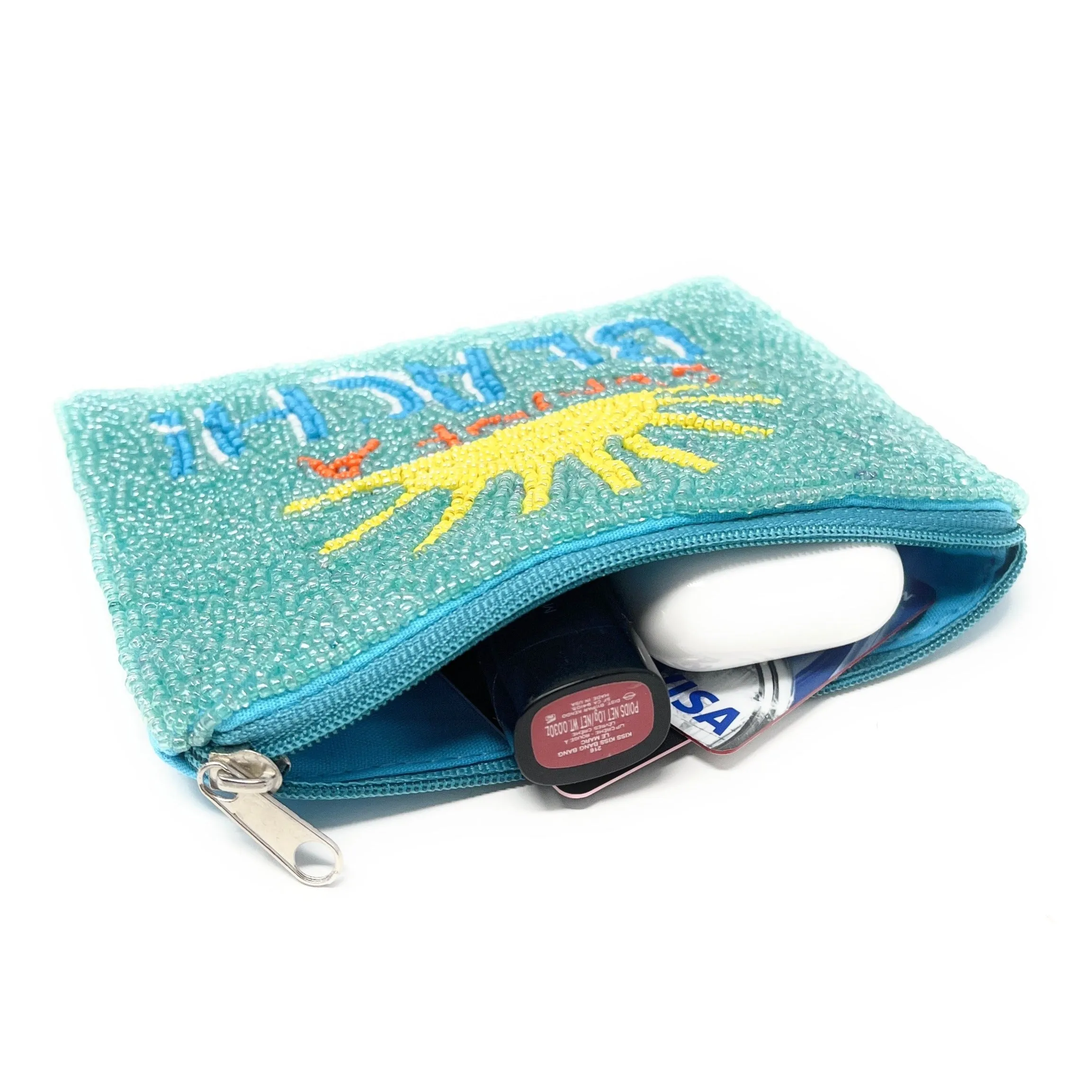 Sun Of Beach Beaded Coin Purse