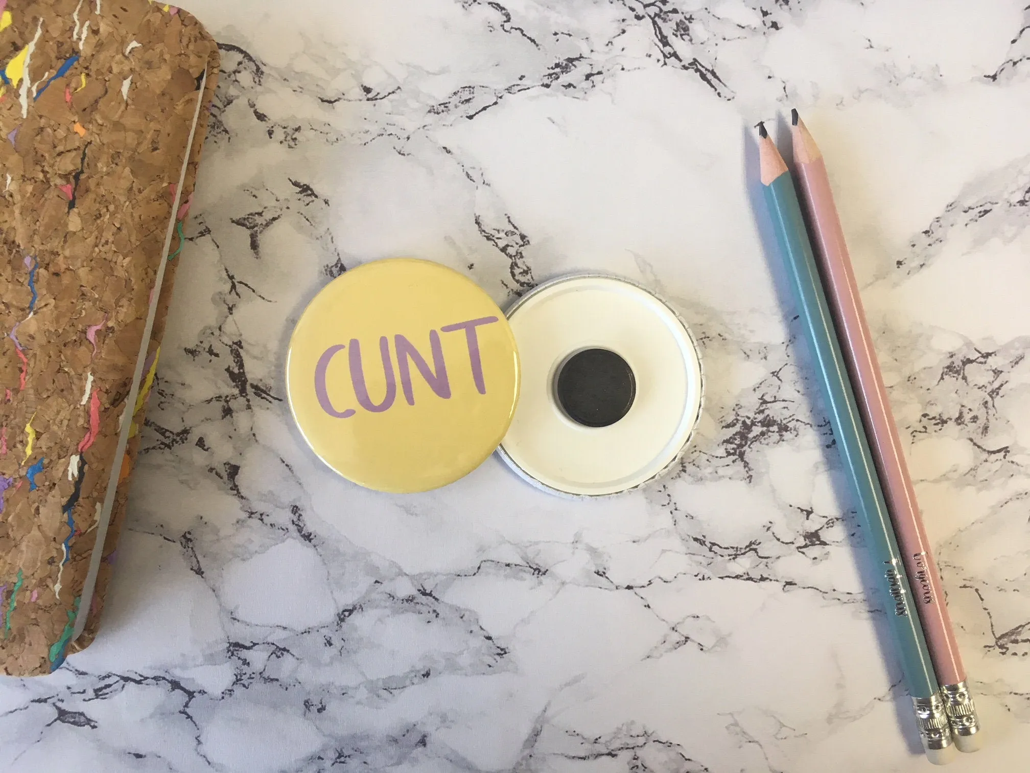 SWEARY C*nt Badge Magnet Keyring Mirror Neon Pastel