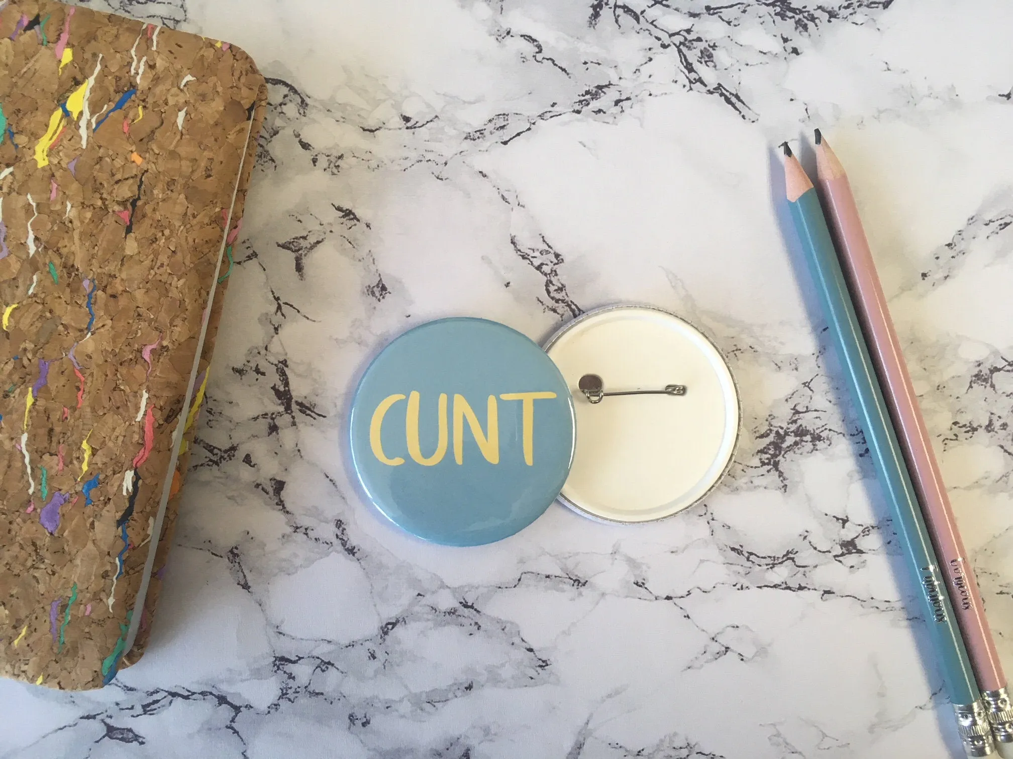 SWEARY C*nt Badge Magnet Keyring Mirror Neon Pastel