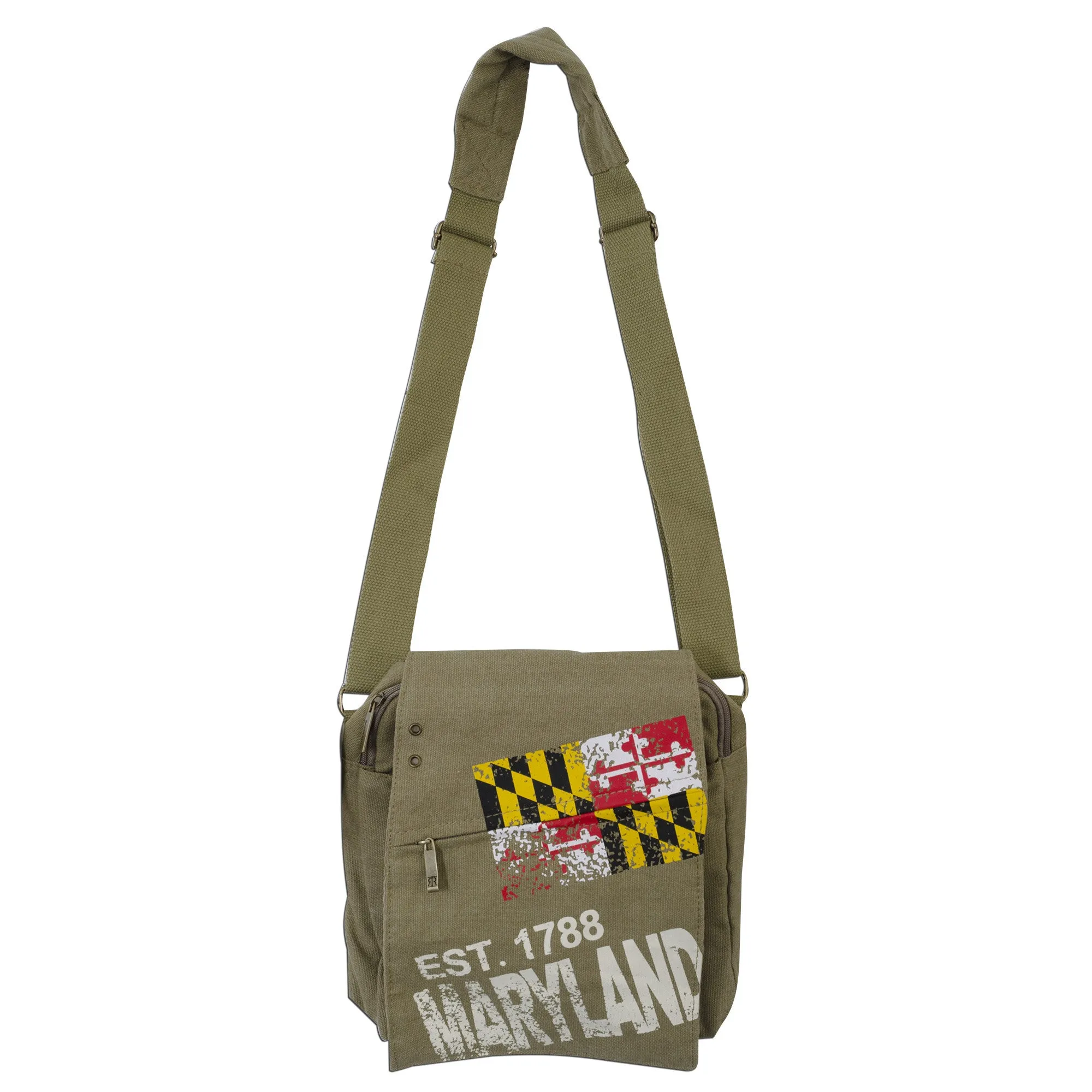 TBMD08 Robin Ruth Messenger Bag MEDIUM - Maryland Flag KHAKI CANVAS