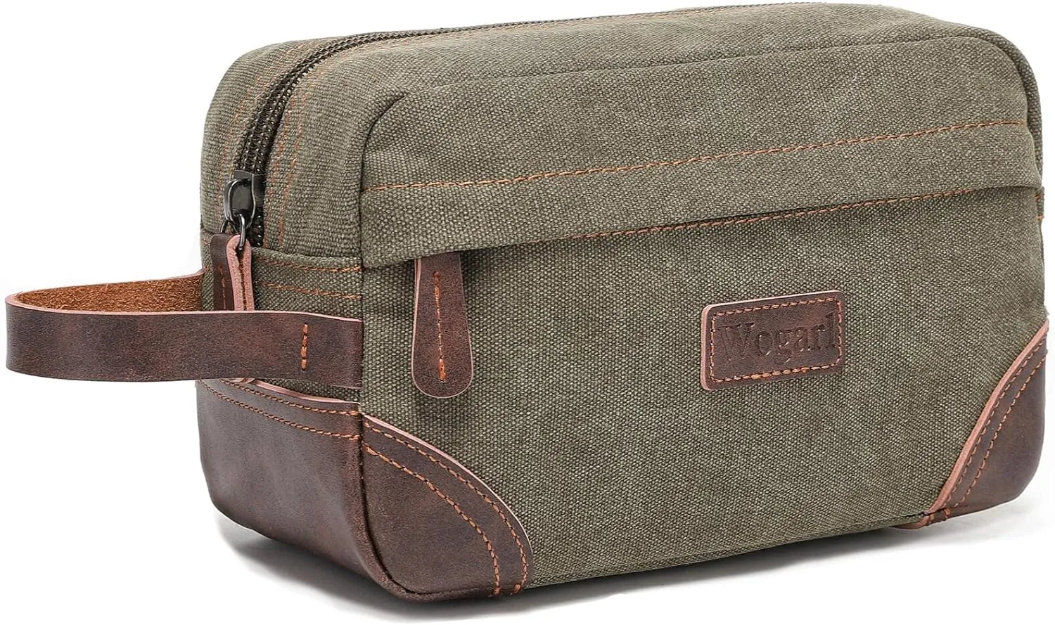 Toiletry Bag for Men, Leather and Canvas Travel Toiletry Bag Dopp Kit Shaving Bag for Travel Accessories (Light Grey)