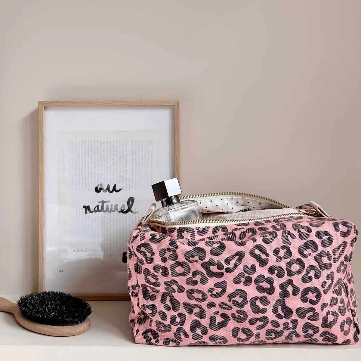 TOILETRY BAG - PINK LEOPARD PRINT