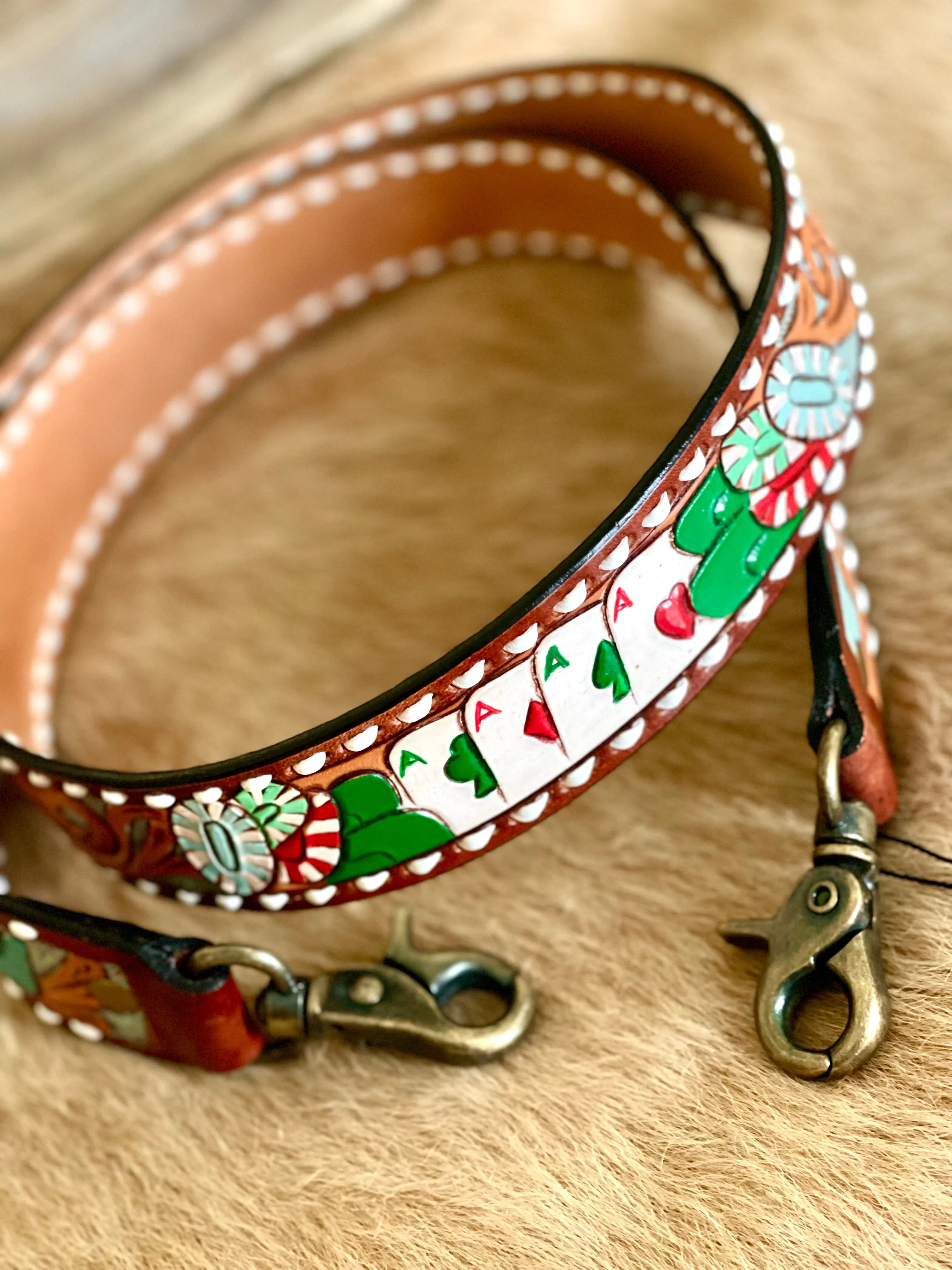 Tooled Leather Purse Straps (Long)