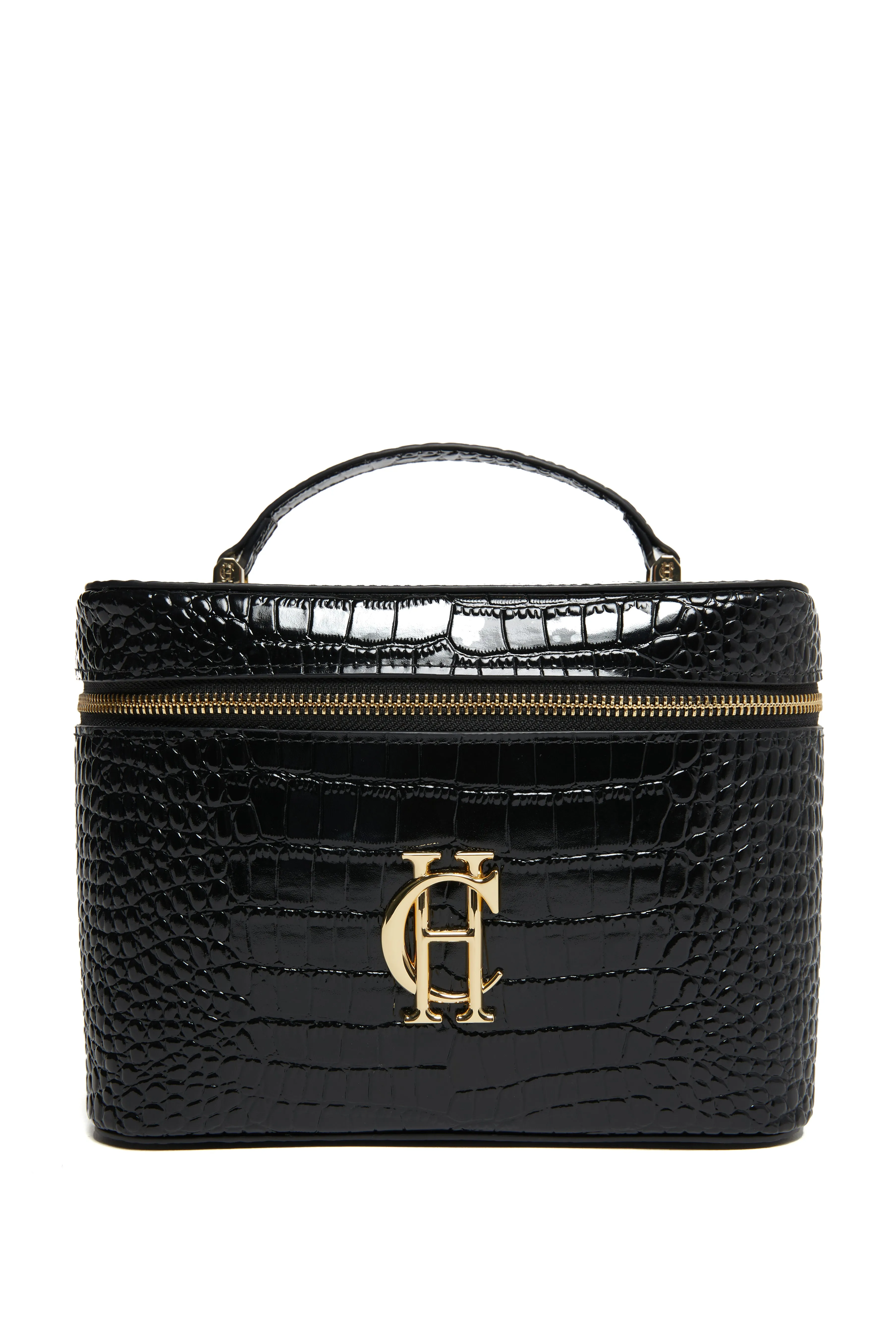 Travel Makeup Bag (Black Croc)