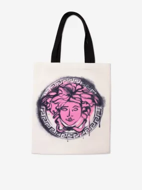 Versace Girls Medusa Logo Tote Bag in White