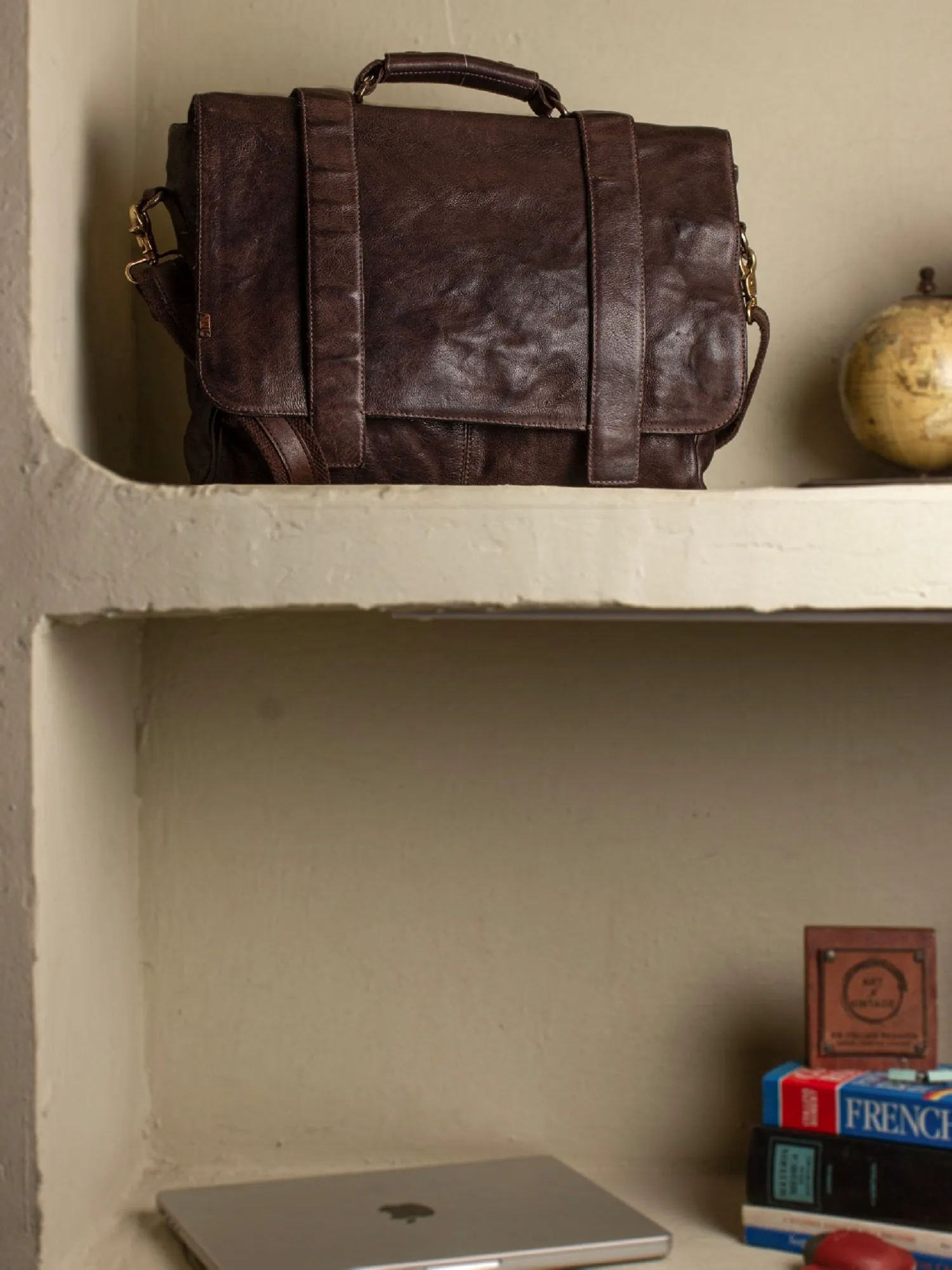 Vintage Brown Leather Men's Messenger Bag By Art N Vintage