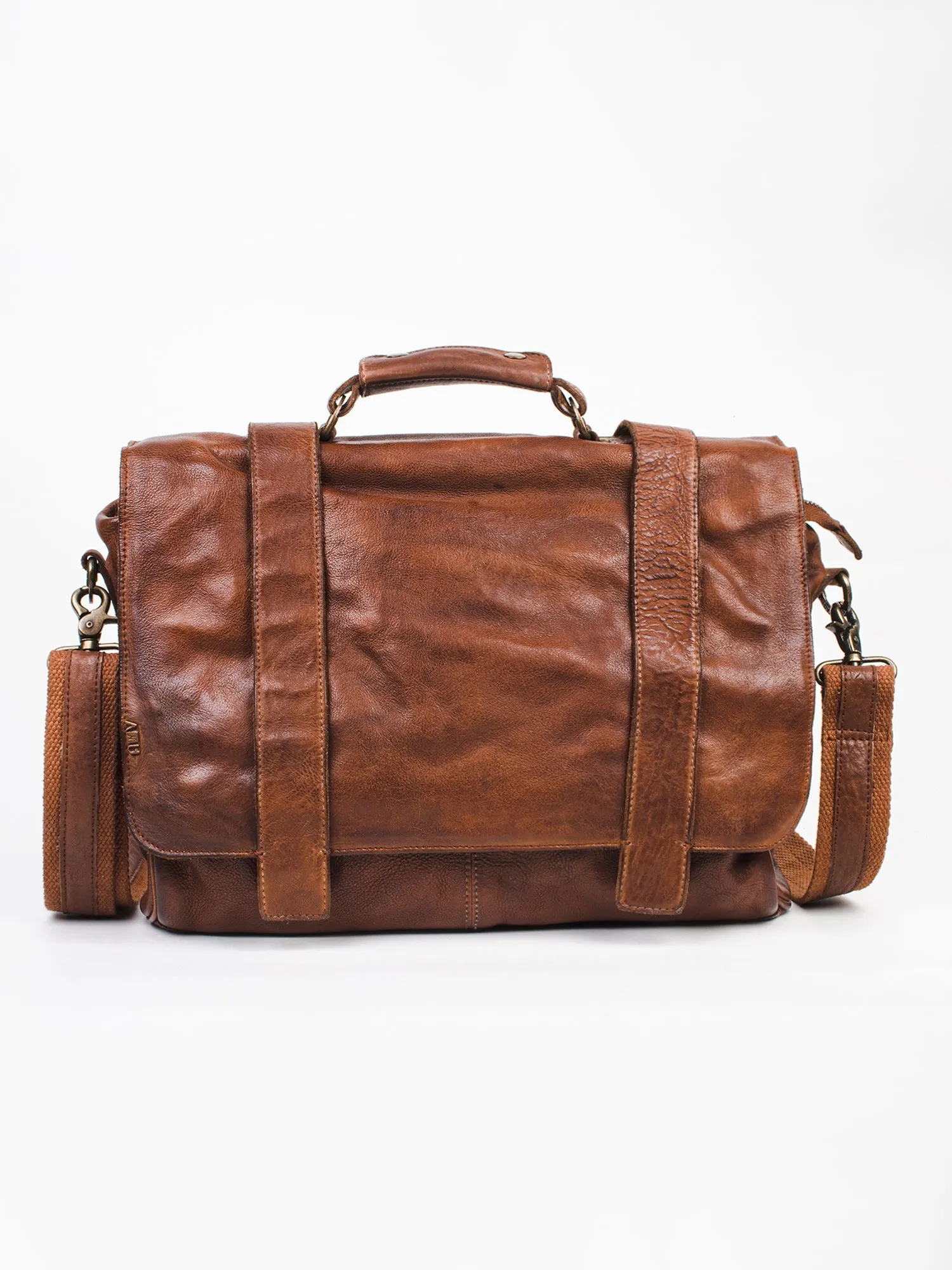 Vintage Brown Leather Men's Messenger Bag By Art N Vintage